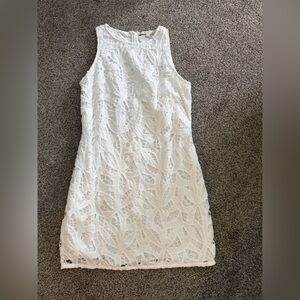 LOFT White Textured Lace Shell